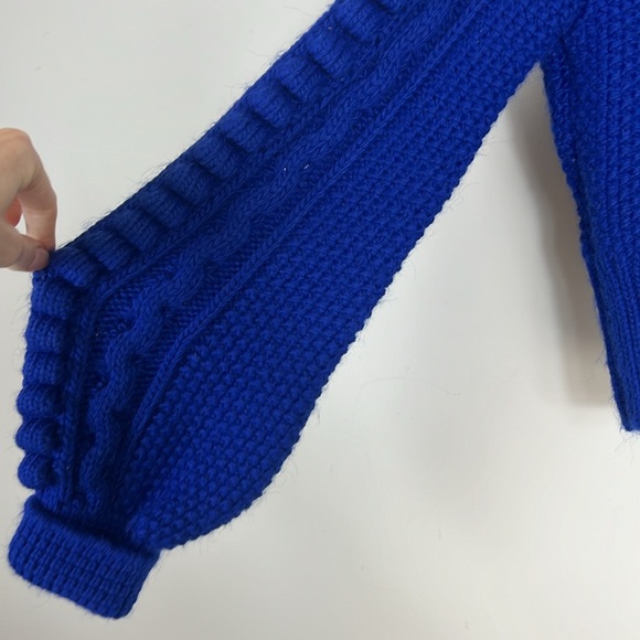 Anthropologie Cropped Cable-Knit Sweater Royal Blue Size XXS - Picture 5 of 11